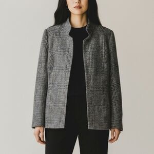 Eaton open front plaid wool blazer jacket